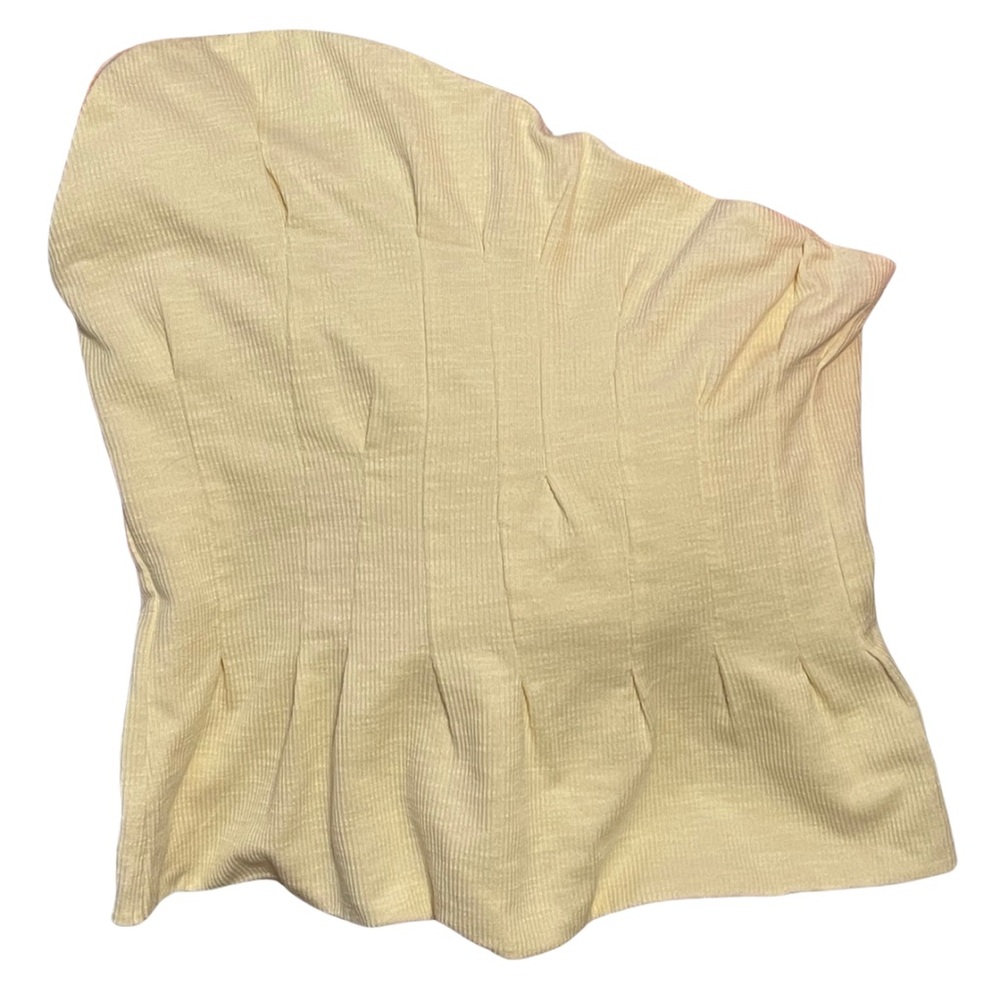 Unbranded Corset Ribbed Butter Yellow Asymmetrical Tube Top